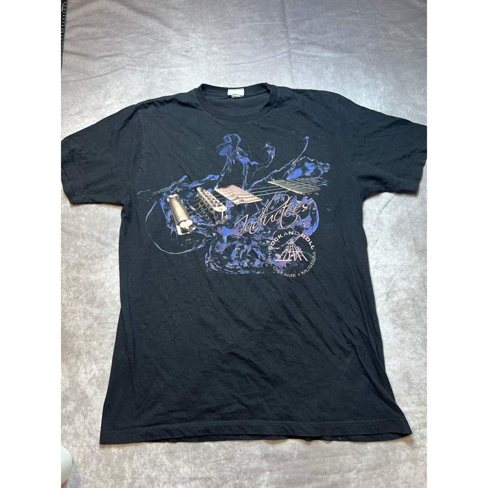 Rock and Roll Hall of Fame T-Shirt Mens Large Black Inductees 1986-2015 Guitar